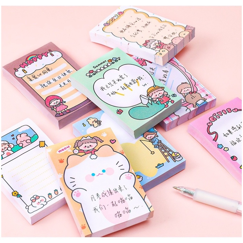 Eighty sheets of Cartoon Ins ctue girls sticky notes memo pad, label ...