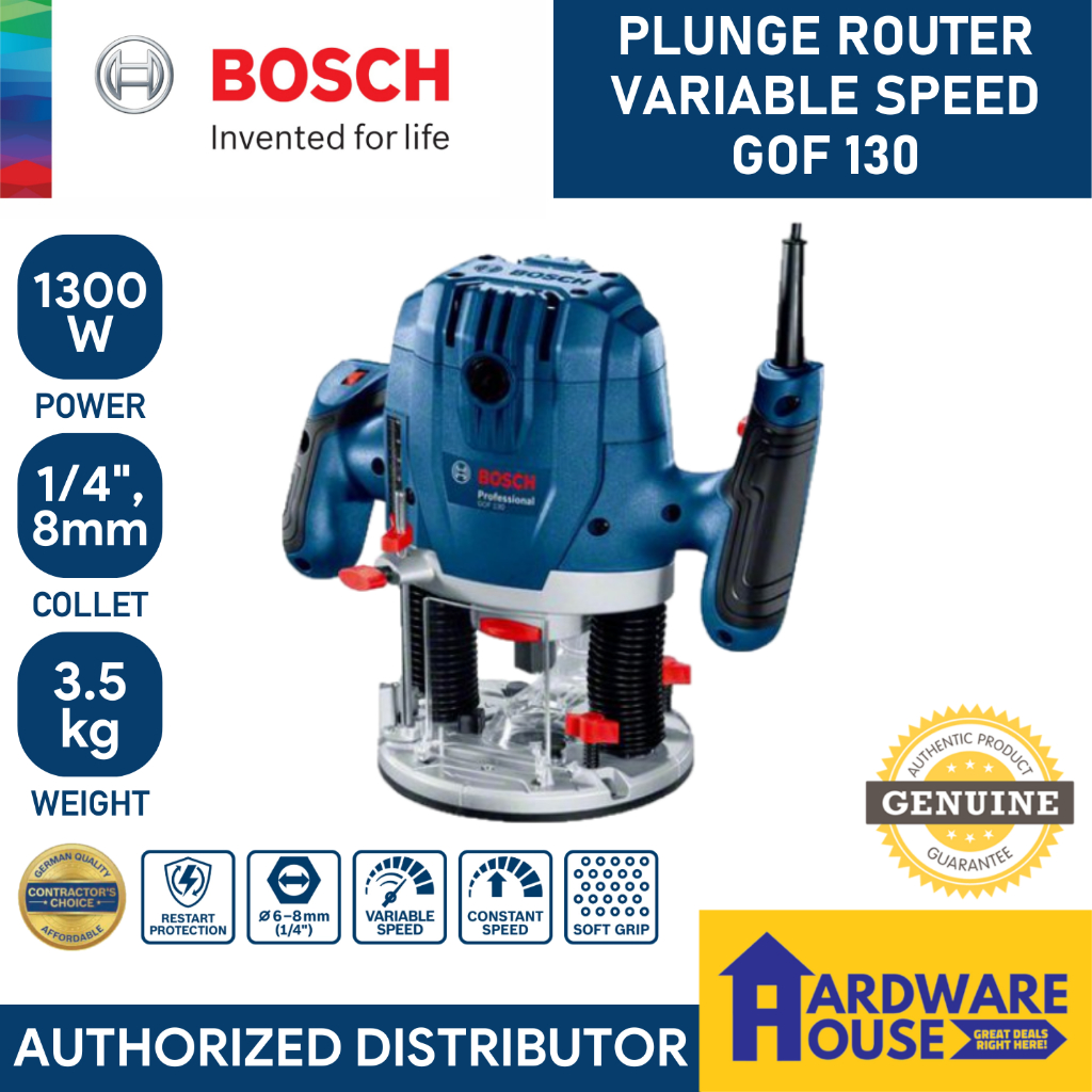 ORIGINAL BOSCH GOF 130 Plunge Router Variable Speed for Wood Edge ...