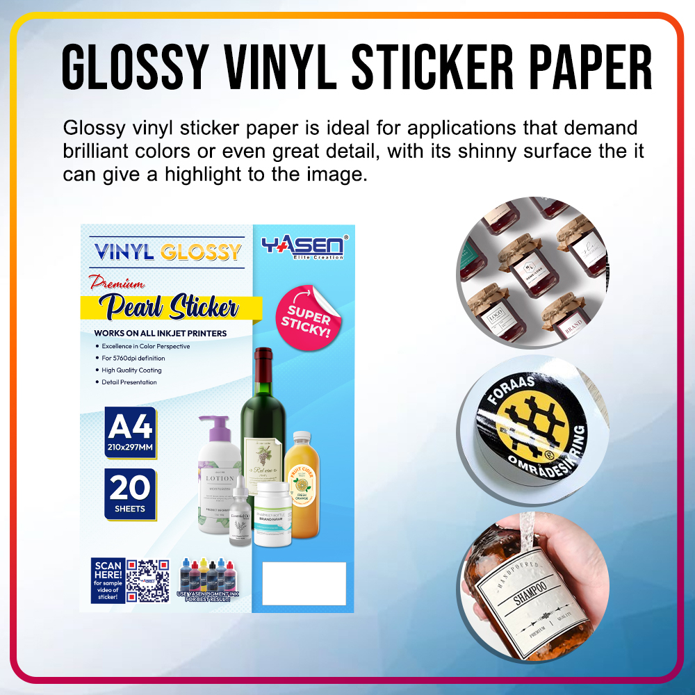 Yasen Vinyl Sticker A4 Size (Glossy Matte Transparent Gold) 20