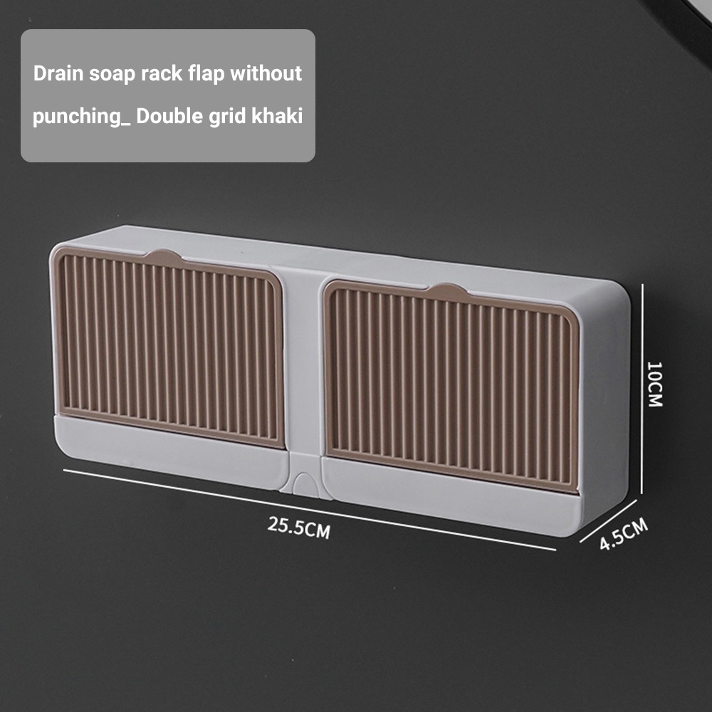 With Cover Lip Double-Grid Wall Mounted Soap Box Soap Draining Rack ...