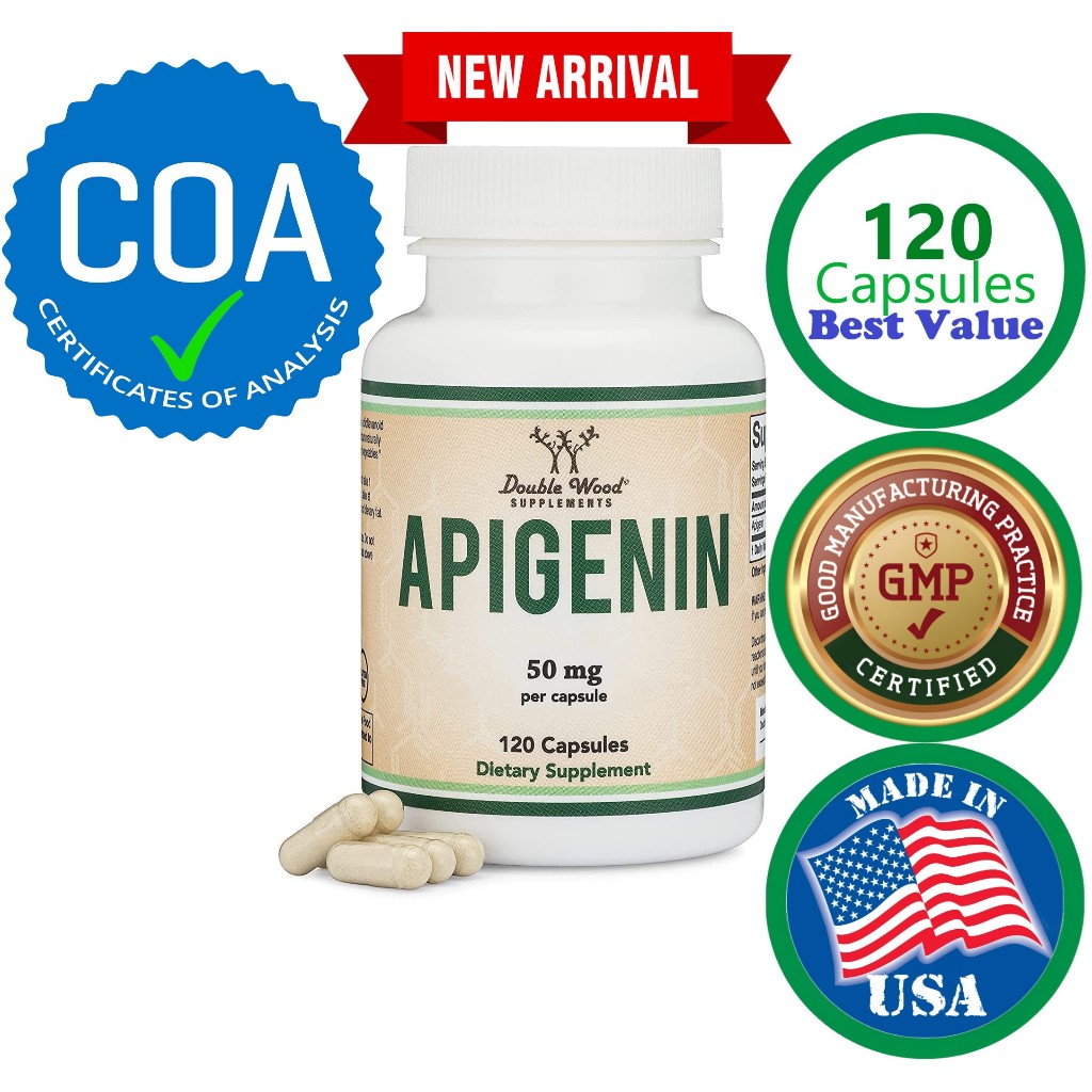 Real Apigenin 120 Caps Chamomile Tea Bioflavonoid Calm Relaxation Anti