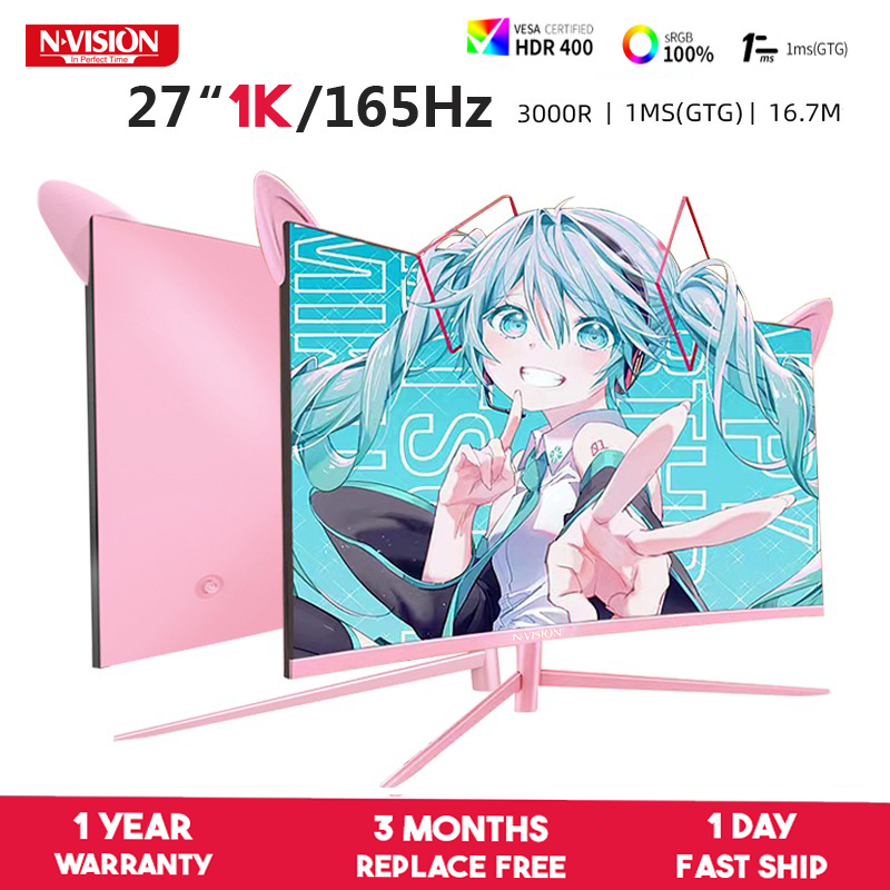 Nvision Inch Hz Pink Gaming Monitor R Curved Frameless Full Hd Pc Laptop Monitor