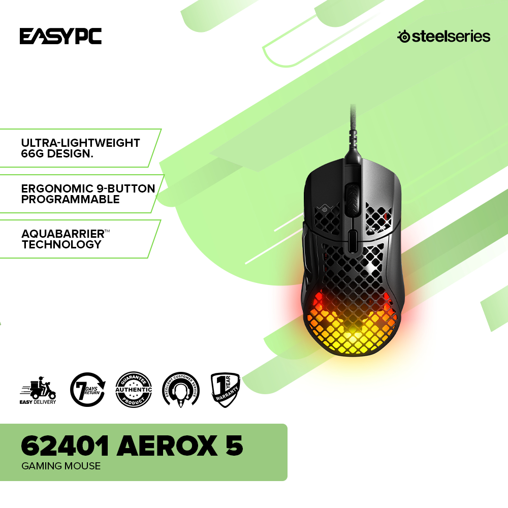 EasyPC| SteelSeries 62401 Aerox 5 wired gaming mouse| Black ...