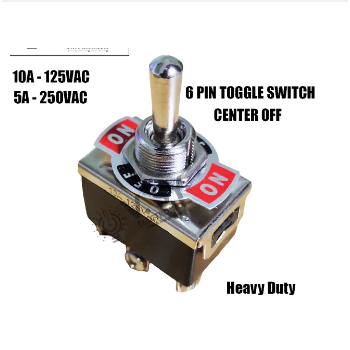 OFF ON 6 PINS 3 Way Metal Toggle Rocker Power Switch 10A 125VAC / 5A ...