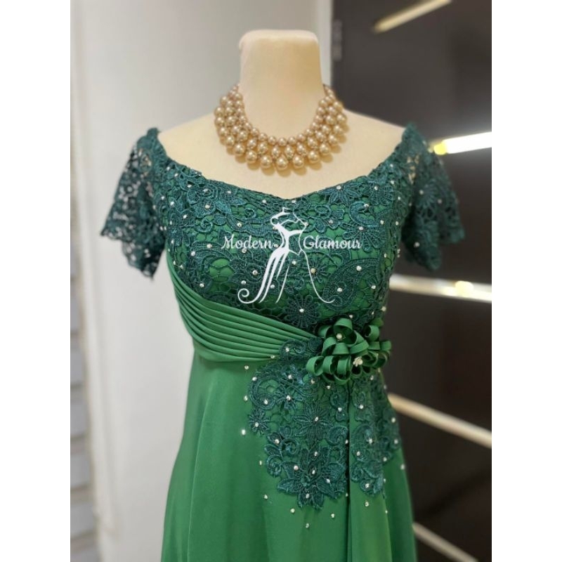 EMERALD GREEN MOTHER DRESS, NINANG GOWN, FORMAL EVENT GOWN | Shopee ...