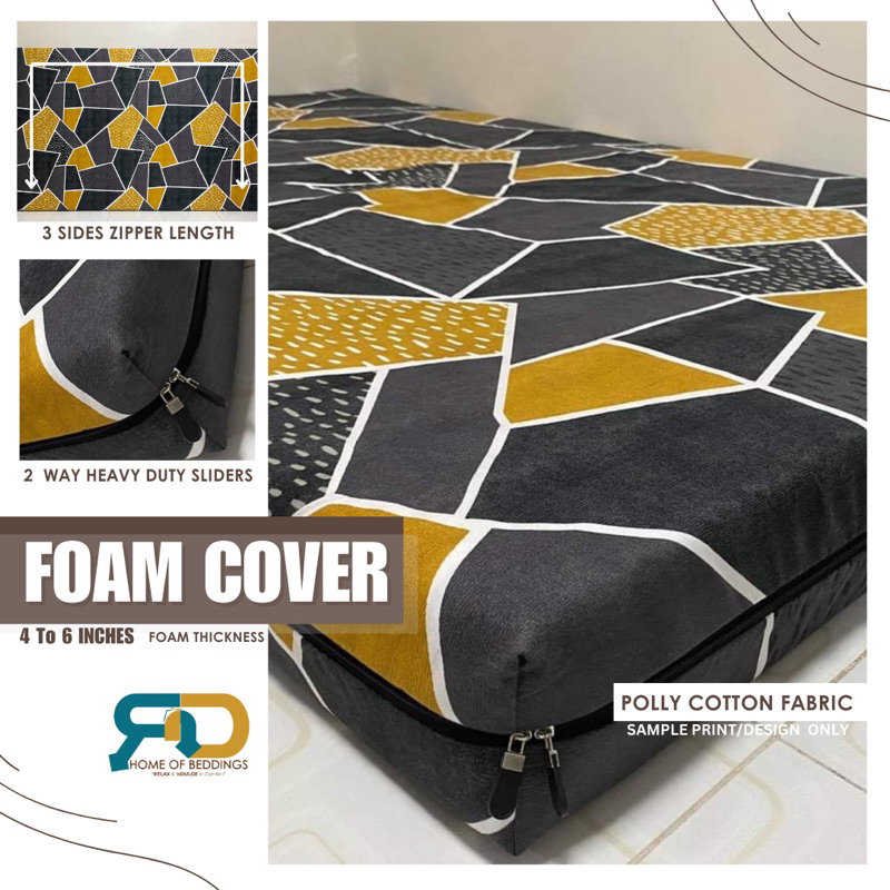 FOAM COVER (POLLY/SEMI Cotton) 3 SIDES ZIPPER LENGTH | Shopee Philippines