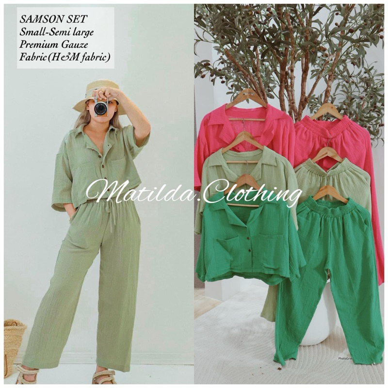 SAMSON SET TOP & PANTS | MEDIUM-SEMI LARGE| matilda.clothing | Shopee ...