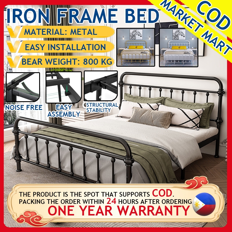 King Bed Frame Metel Double Bed American Simple Iron Bed Retro European