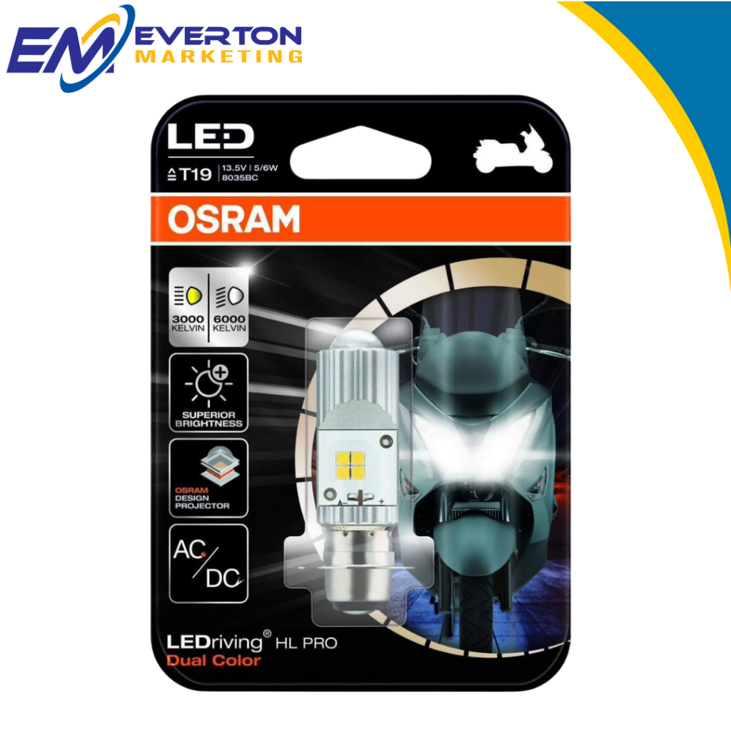 OSRAM T19 (1 Leg) Pro DUAL LED Motorcycle Headlight Bulb | Shopee ...