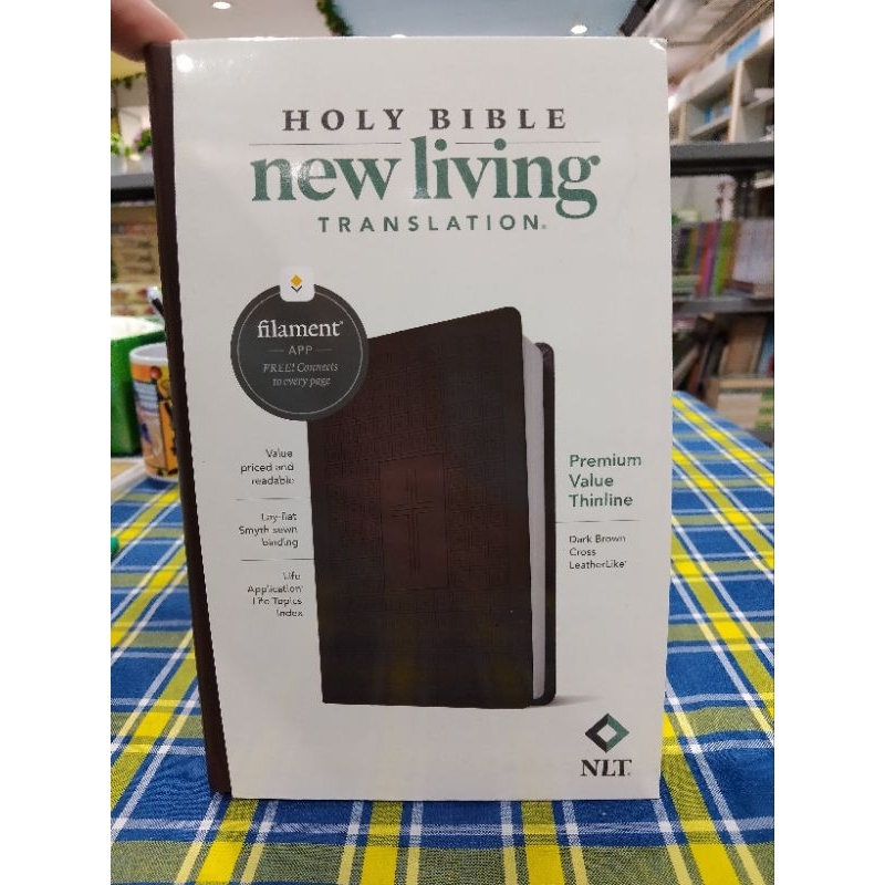 Dark Brown Cross | NLT Premium Value Thinline Bible, Filament - Enabled ...