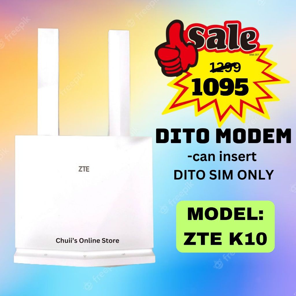 DITO PREPAID MODEM (ZTE K10) LTE CAT4/ 4G MODEM / BRAND NEW | Shopee ...