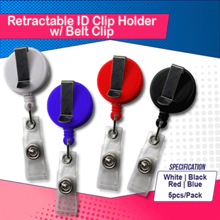 5Pcs Retractable Reel ID Badge Holder with Belt Clip