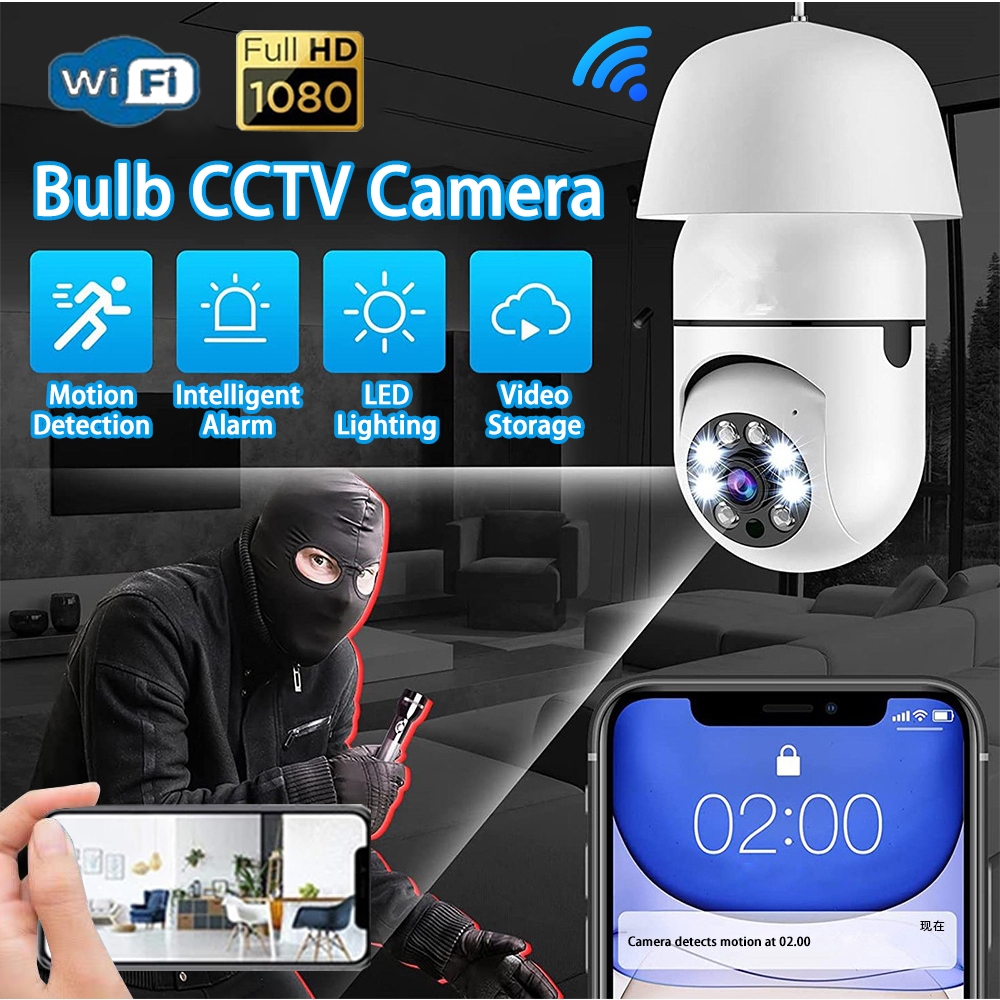 360° Panoramic Bulb Camera 1080P Wireless CCTV Bulb Camera no Wifi