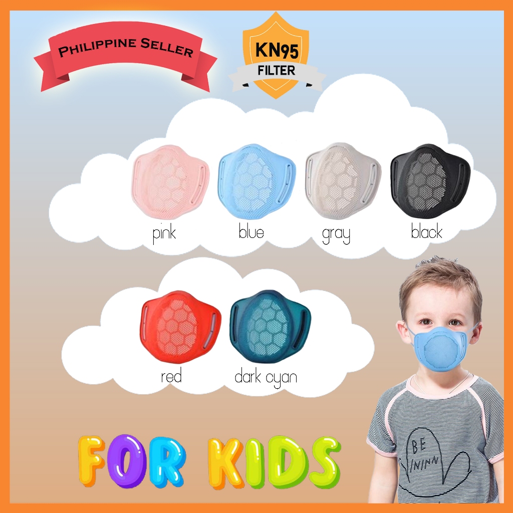 Kids KN95 Reusable Silicone Mask Replaceable Filters COVID Blue Gray ...