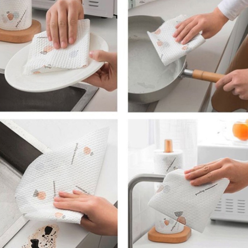 50pcs/Roll Disposable Kitchen Lazy-wash Rags Tissue Paper Oil Absorbent ...