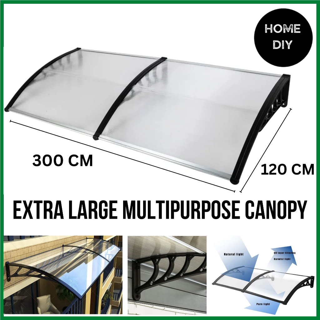 Extra Large 120CM Door Window canopy Polycarbonate awning sunshade waterproof Outdoor Sun Shade DIY Shopee Philippines