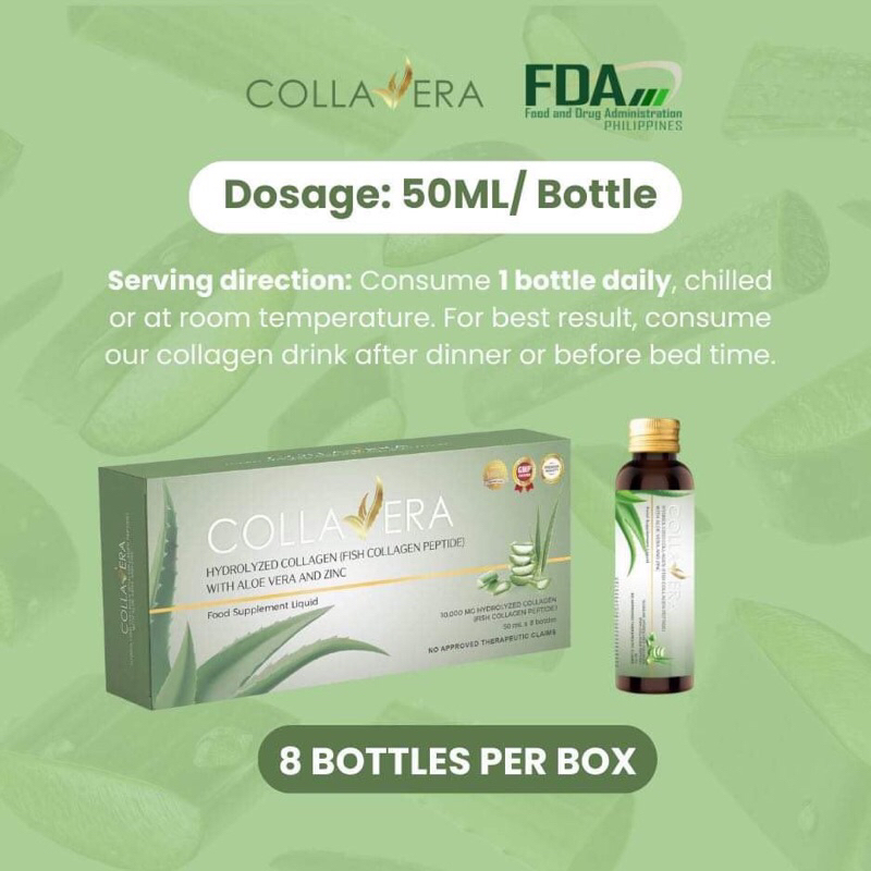 Collavera Hydrolyzed Collagen Drink w/ Aloe Vera Zinc by Luxe Skin  50ml/8Bottles | Shopee Philippines
