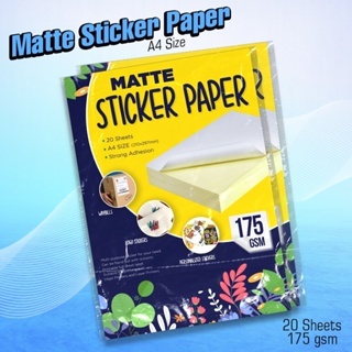 175GSM Inkjet Printable Sticker Paper A4 Size 20sheets (Matte Sticker ...