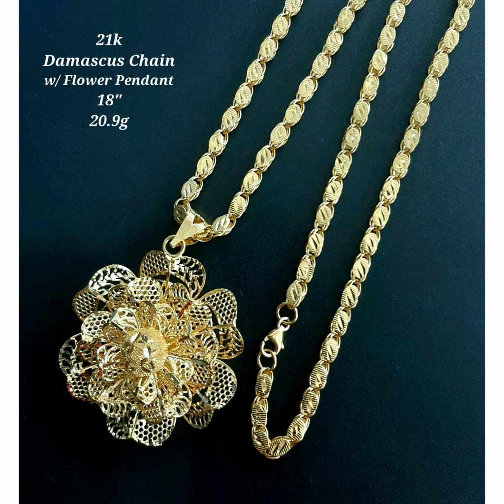 21K Damascus Chain w/ Flower Pendant (20.9g) | Shopee Philippines
