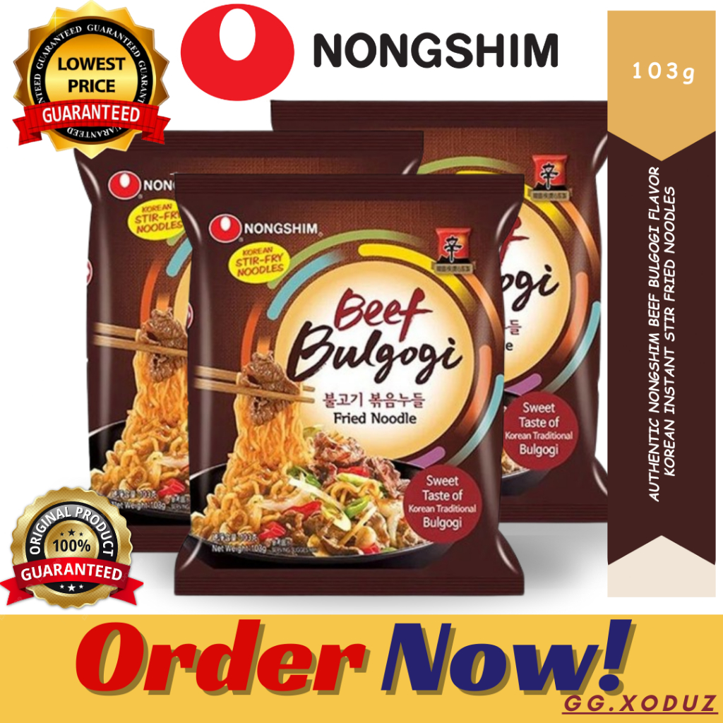 Authentic Nongshim Beef Bulgogi Flavor Korean Instant Stir Fry Noodles 103g Pack Shopee