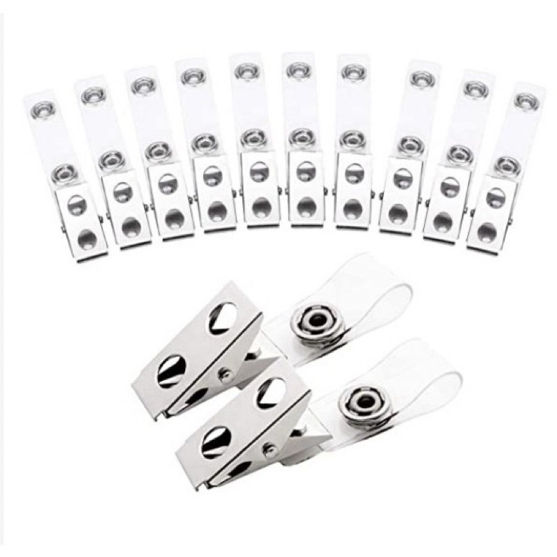 Premium Metal Badge Clips with Clear PVC Straps for ID Cards, Badge ...