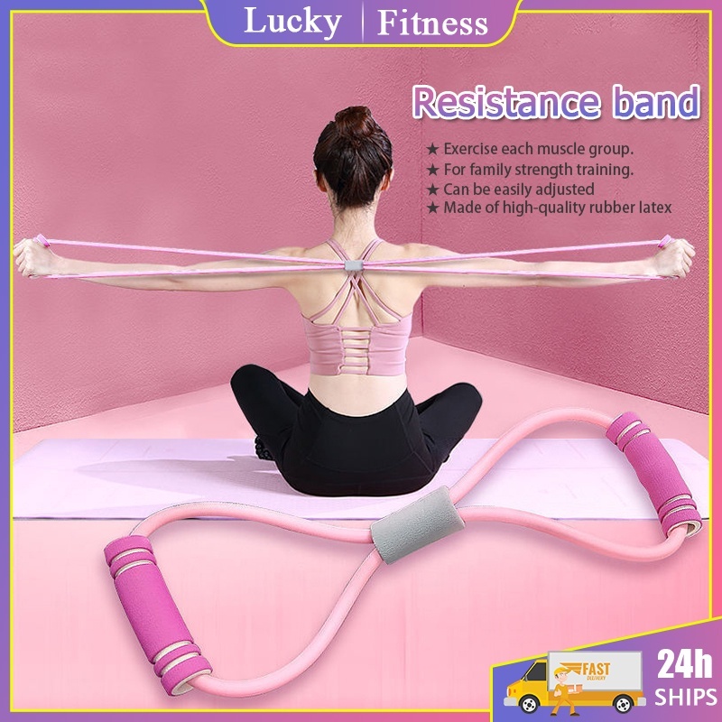 8-Type Exercise Rubber Yoga Resistance Band Elastic Tension Rope Gym  Fitness Rubber Loop Pull Rope