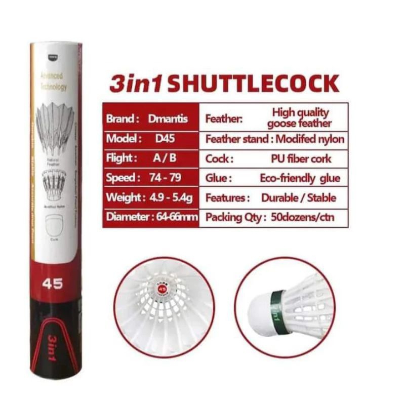 Original shuttlecock Dmantis d45 xp2 silver tcx | Shopee Philippines