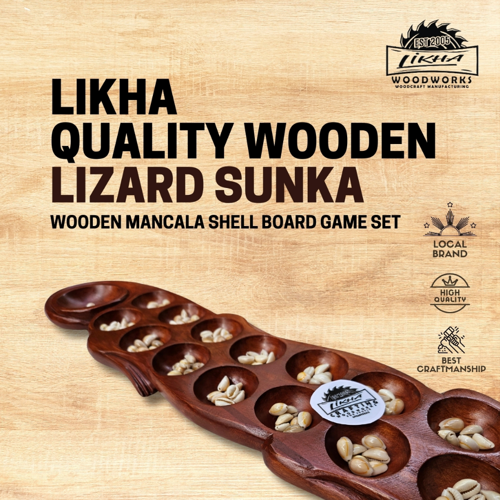 Likha Quality Wooden Lizard Sungka 29 Inches with Free Shells | Shopee ...