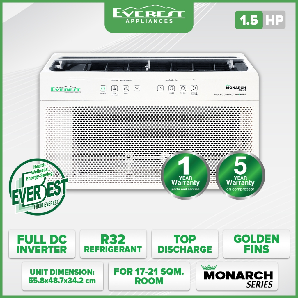 EVEREST 1.5HP Inverter Window Type Aircon/ Full Dc/ Wifi Function