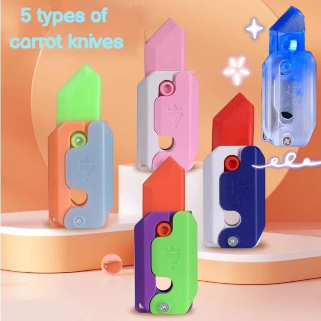 3D Carrot Knife Luminous Gravity Knife Decompression Toy Gravity ...