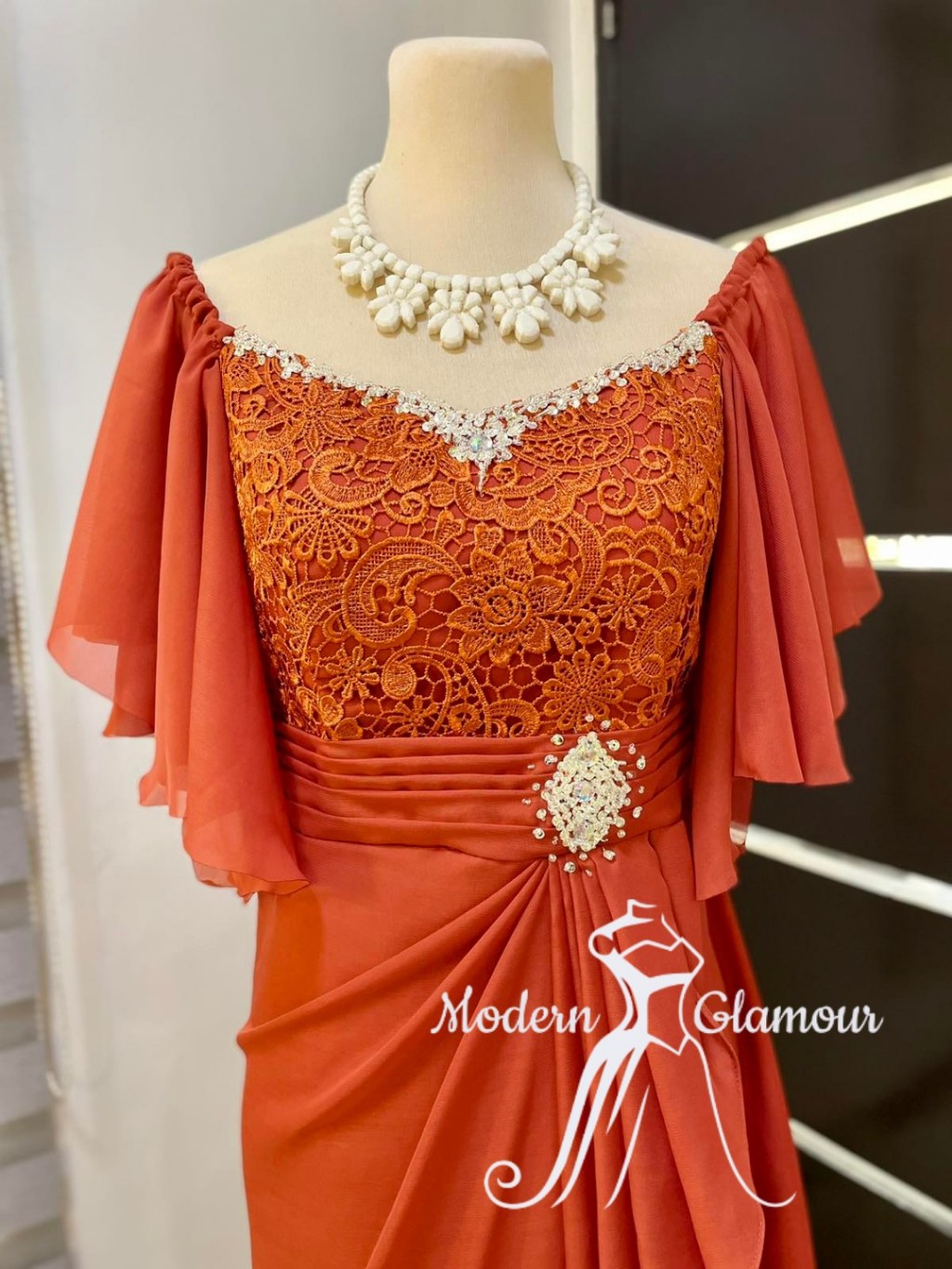 RUST ORANGE Ninang Principal Sponsor Mother of the Bride Groom Formal Event Gown Shopee Philippines