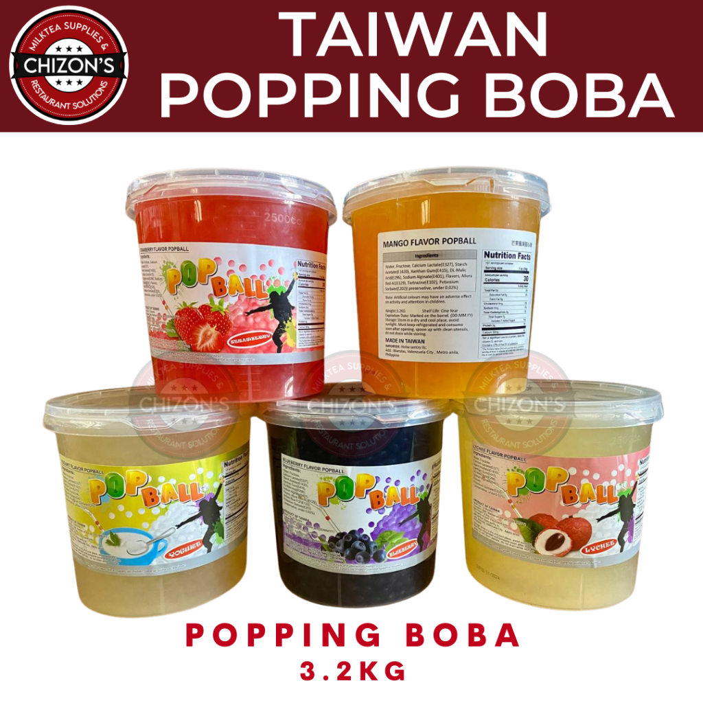 TAIWAN POPPING BOBA 3.2KG POPPING PEARL Blueberry Strawberry Lychee ...