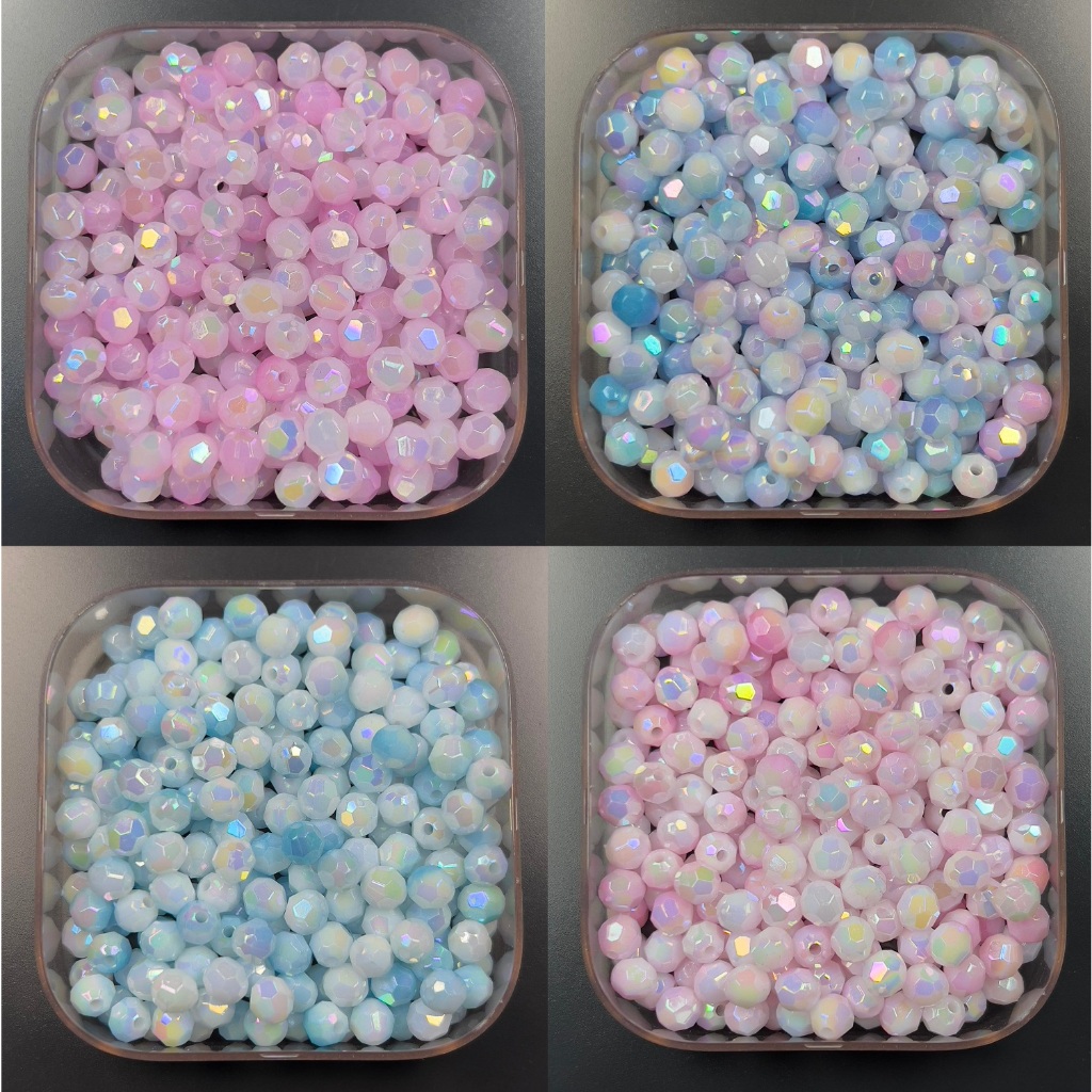 100 Pcs Faceted Round Beads 6mm Gradient bead Charm Accessories ...