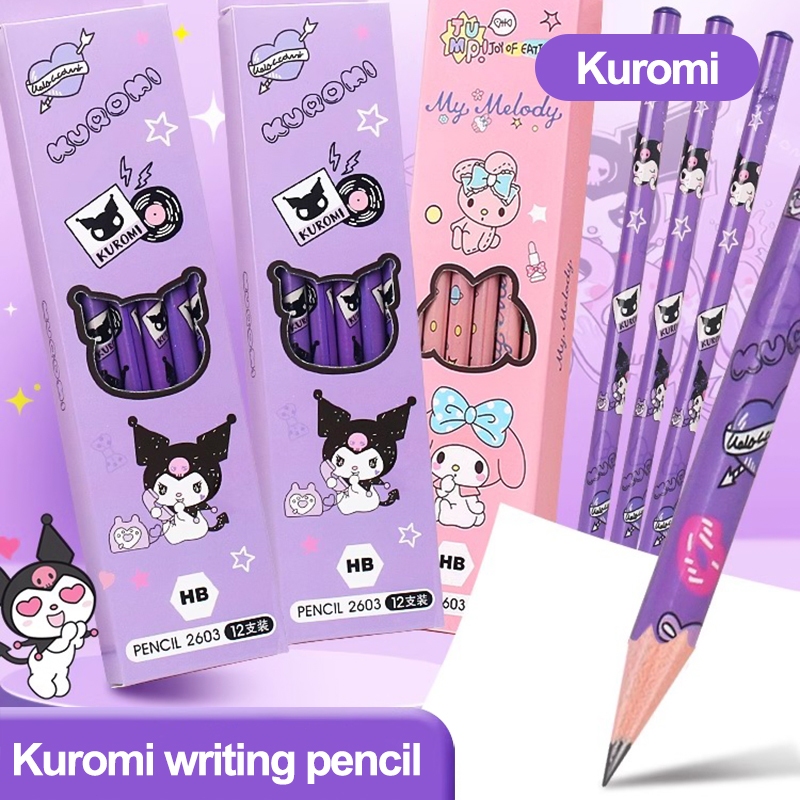 12pcs Set Cartoon Sanrio Pencil Set Kuromi School Office Supplies 