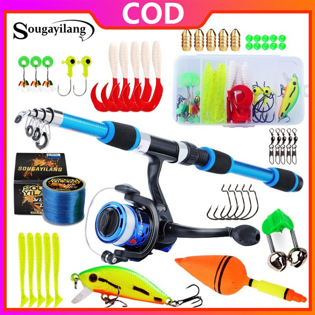 Sougayilang Spinning Fishing Rod Reel Sets 1.8m Telesscopic Fishing Rod ...