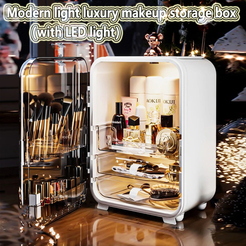 LED cosmetics storage box dustproof waterproof make up organizer skin ...