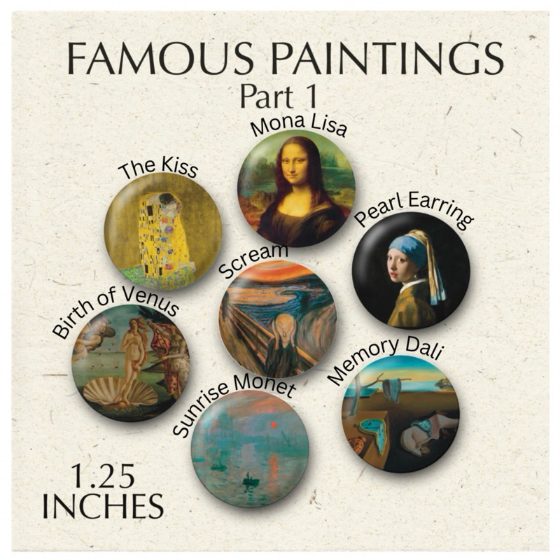 Famous Paintings Button Pin | 1.25 inches | Part 1 | Shopee Philippines