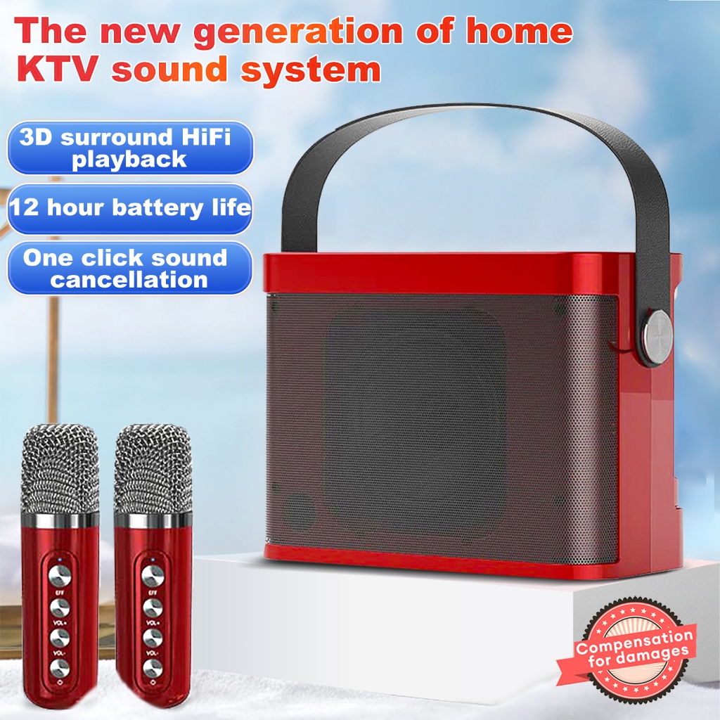 YS219 Karaoke Bluetooth Speaker Dual Wireless Mic Portable Karaoke