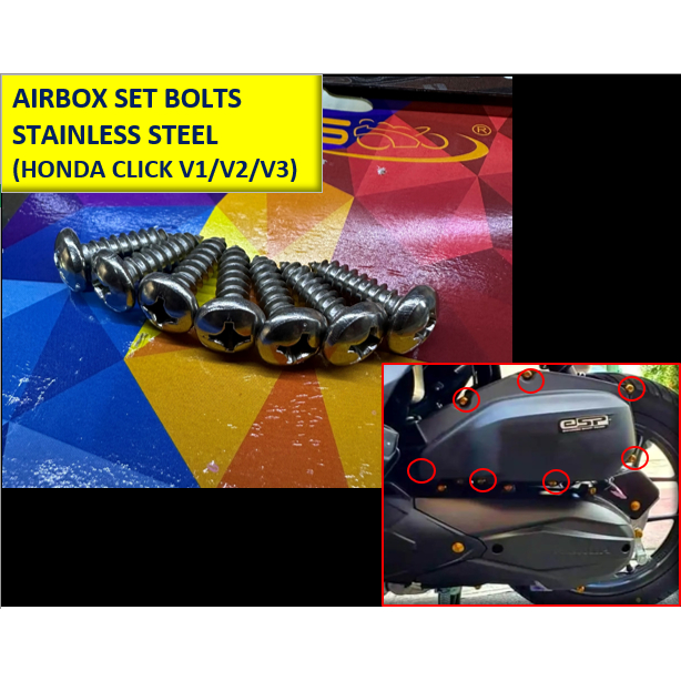Stainless Steel Airbox Bolts for HONDA CLICK 125 V2, V3 and CLICK 150 ...