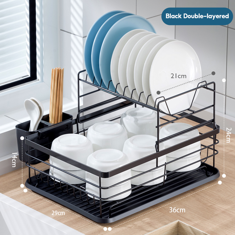 CHIT Dish Rack with Drip Plate Rotatable Drain Rack Stainless Dish ...