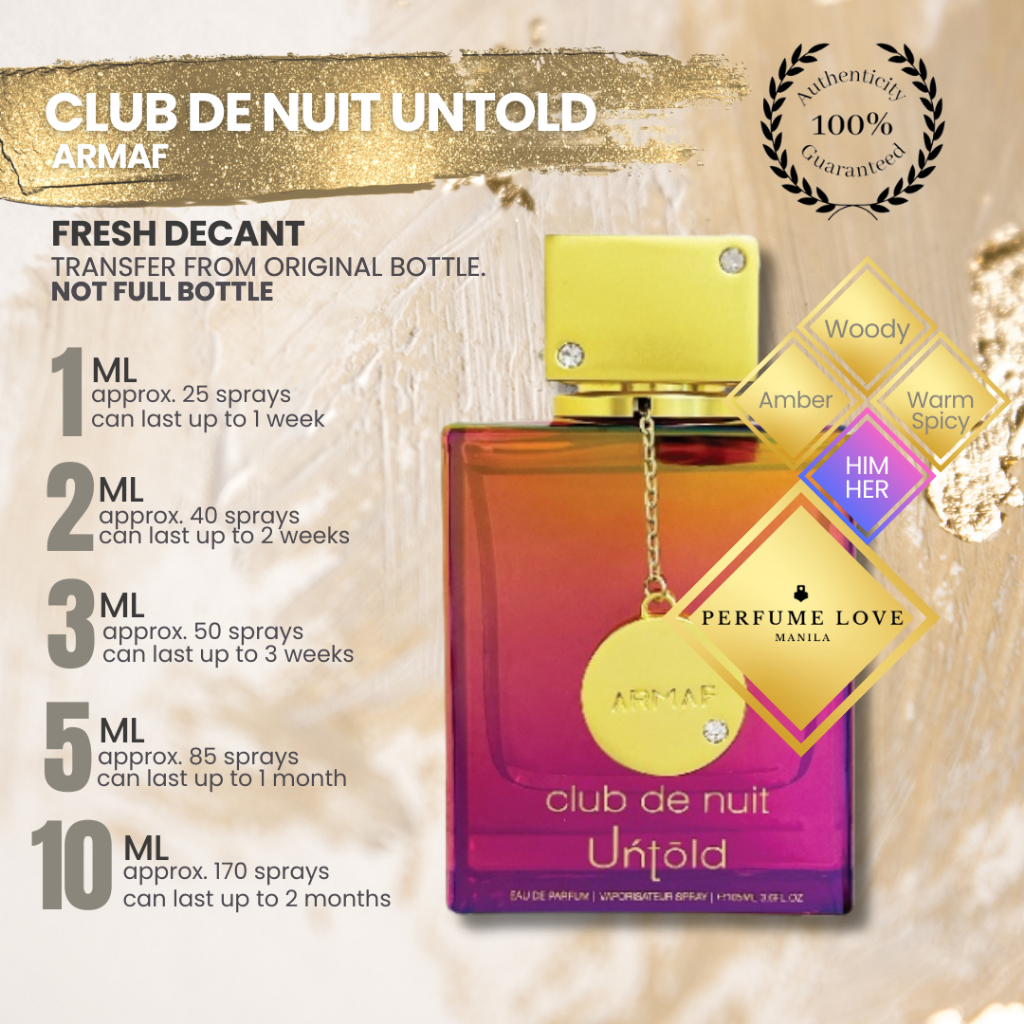 PERFUME DECANT Arma f Club De Nuit Untold (Baccarat 540 EDP Clone ...