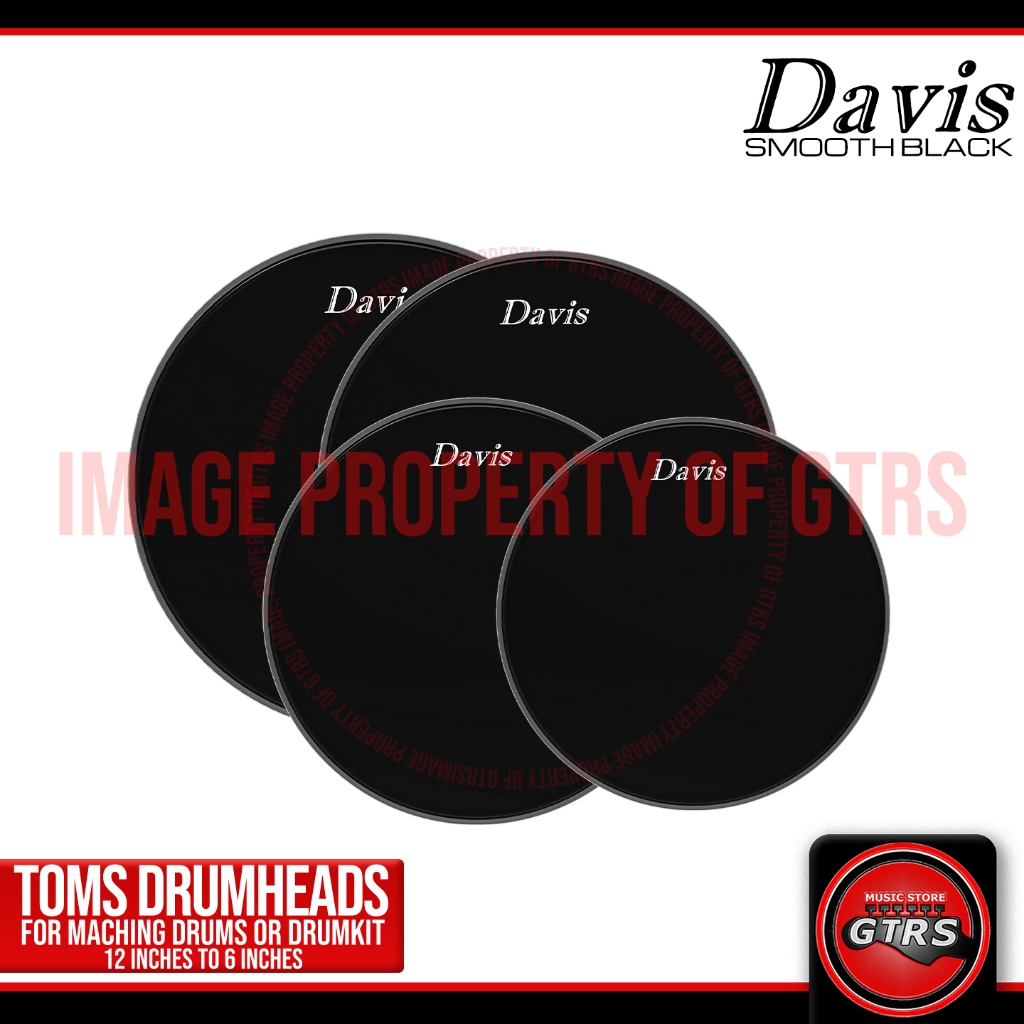 Davis Drumheads - Smooth Black for Marching Drum Toms Duo Trio Quadro ...