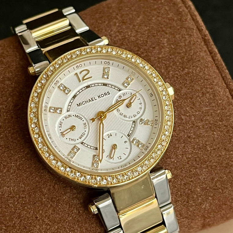 CLEARANCE SALE Michael Kors Watch MK6055 Parker Mini 2 Tone Gold Silver Steel Watch For Women Shopee Philippines