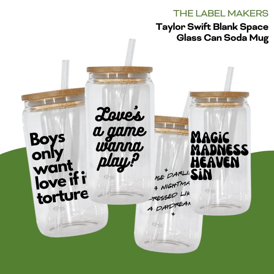 Taylor Swift Themed Glass Can Soda Mug with Personalized Lyrics ...