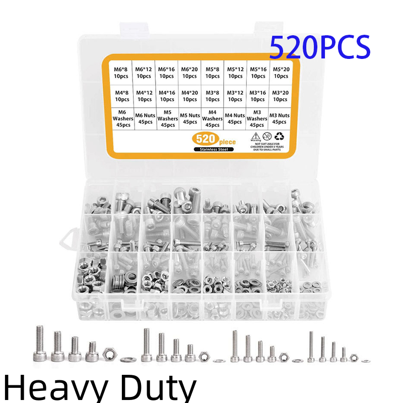 520PCS Round Head Hex Screw Socket Stainless Steel M3 M4 M5 M6 Round ...