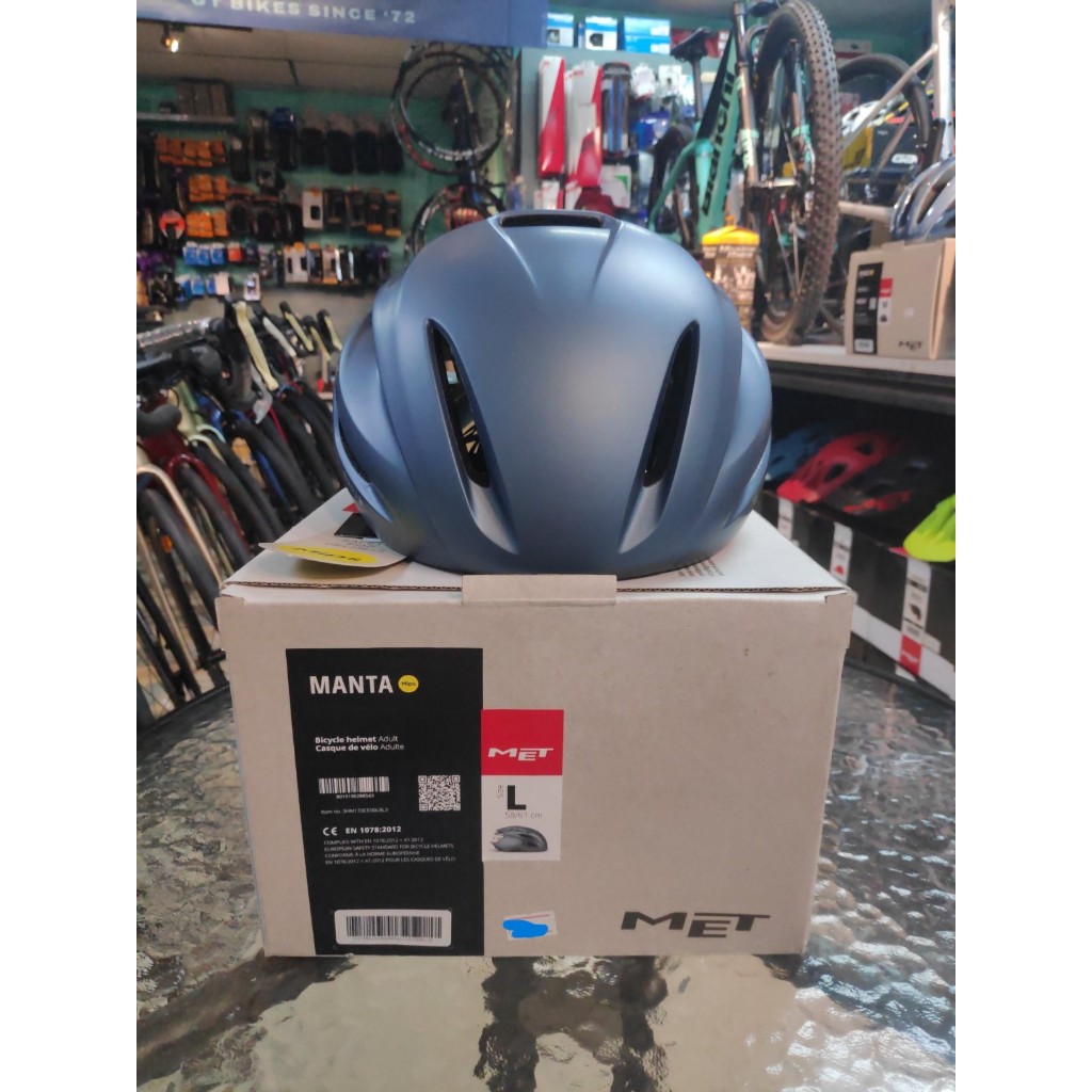 MET MANTA MIPS AERO ROAD HELMET NAVY SILVER MATT LARGE 58/61 CM