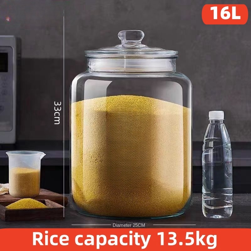 glass rice dispenser 8.5kg/10kg/13.5kg/25kilos big glass jars with lid ...