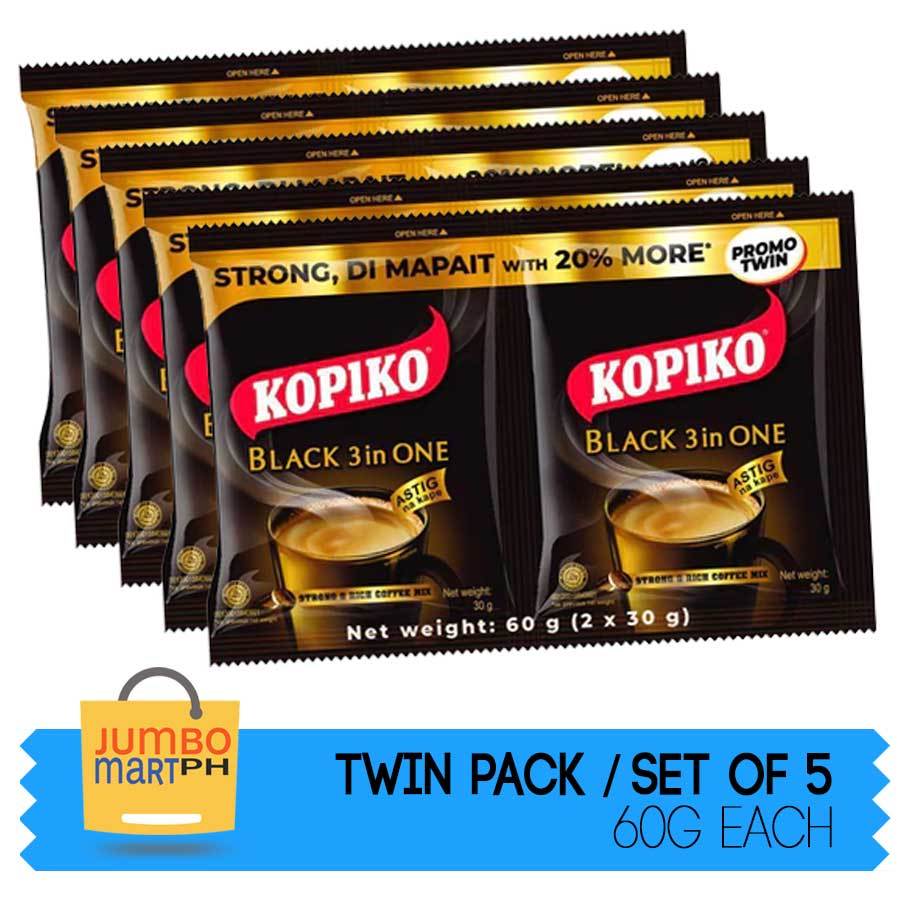 KOPIKO BLACK 3-IN-ONE COFFEE MIX TWIN PACK 60G / SET OF 5 | Shopee ...