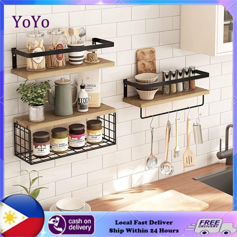 yoyo Rustproof Shower Rack Set: 3-Pack of Hanging Wooden Shelves with ...