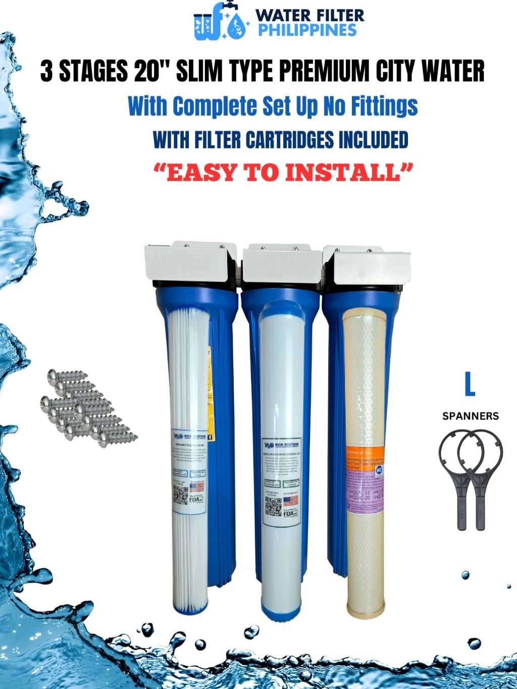 3 Stages Water Filter City Water Premium Heavy Duty Complete Set No ...